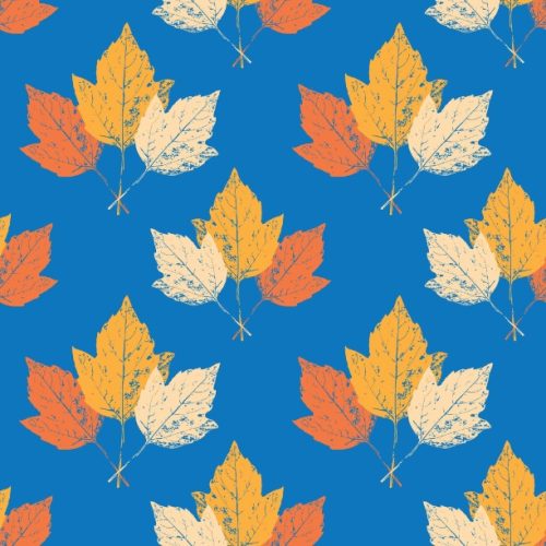Maple Leaves on Blue